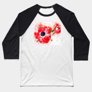 Red Poppy and Honeybees Baseball T-Shirt